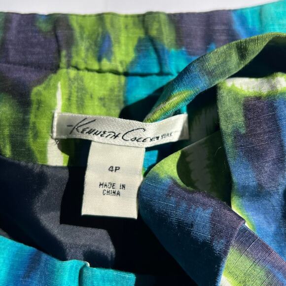 Kenneth Cole Belted Blouse Womens 4P Silk Linen Luxury Beach Office Country Club - Picture 7 of 16